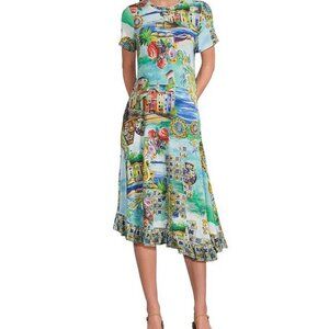 Johnny Was Janie Favorite Asymmetric Hem Short Sleeve Dress